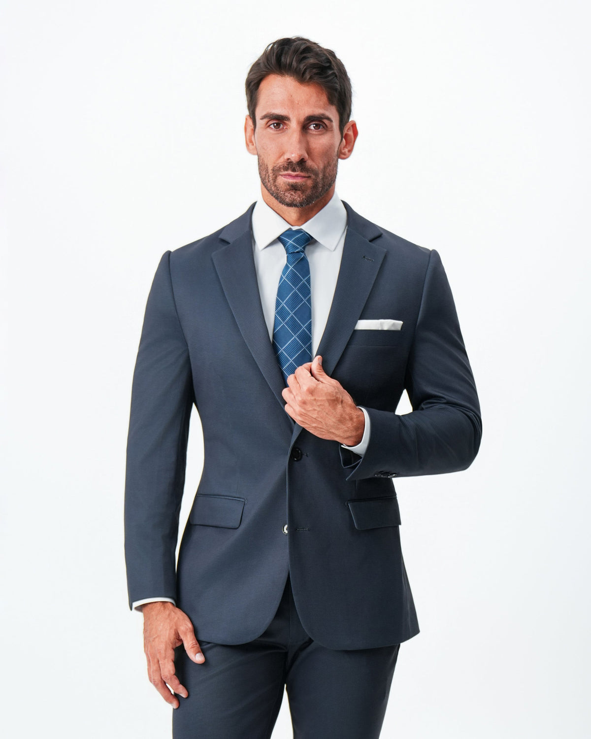 Athletic Fit Stretch Blazer - Navy & Black Mini Houndstooth | State & Liberty Suits|Blazers
