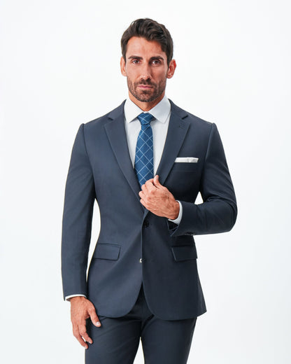 Athletic Fit Stretch Blazer - Navy & Black Mini Houndstooth | State & Liberty Suits|Blazers