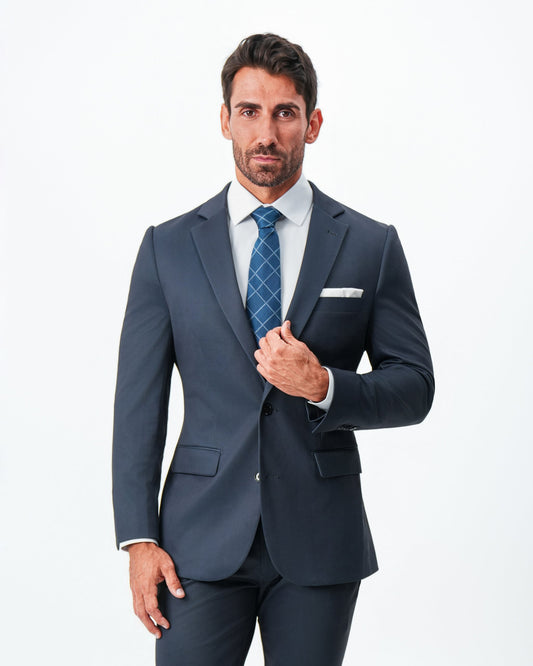 Athletic Fit Stretch Blazer - Navy & Black Mini Houndstooth | State & Liberty Suits|Blazers