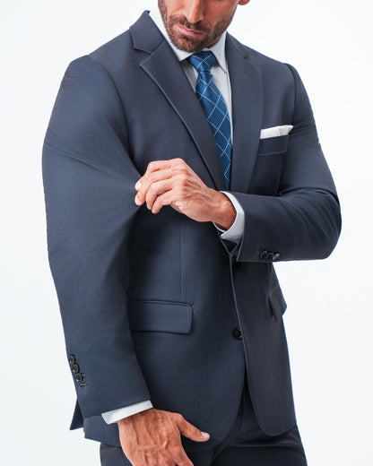 Athletic Fit Stretch Blazer - Navy & Black Mini Houndstooth | State & Liberty Suits|Blazers