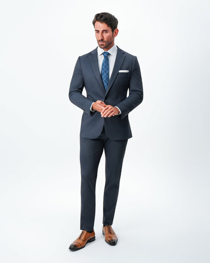 Athletic Fit Stretch Blazer - Navy & Black Mini Houndstooth | State & Liberty Suits|Blazers