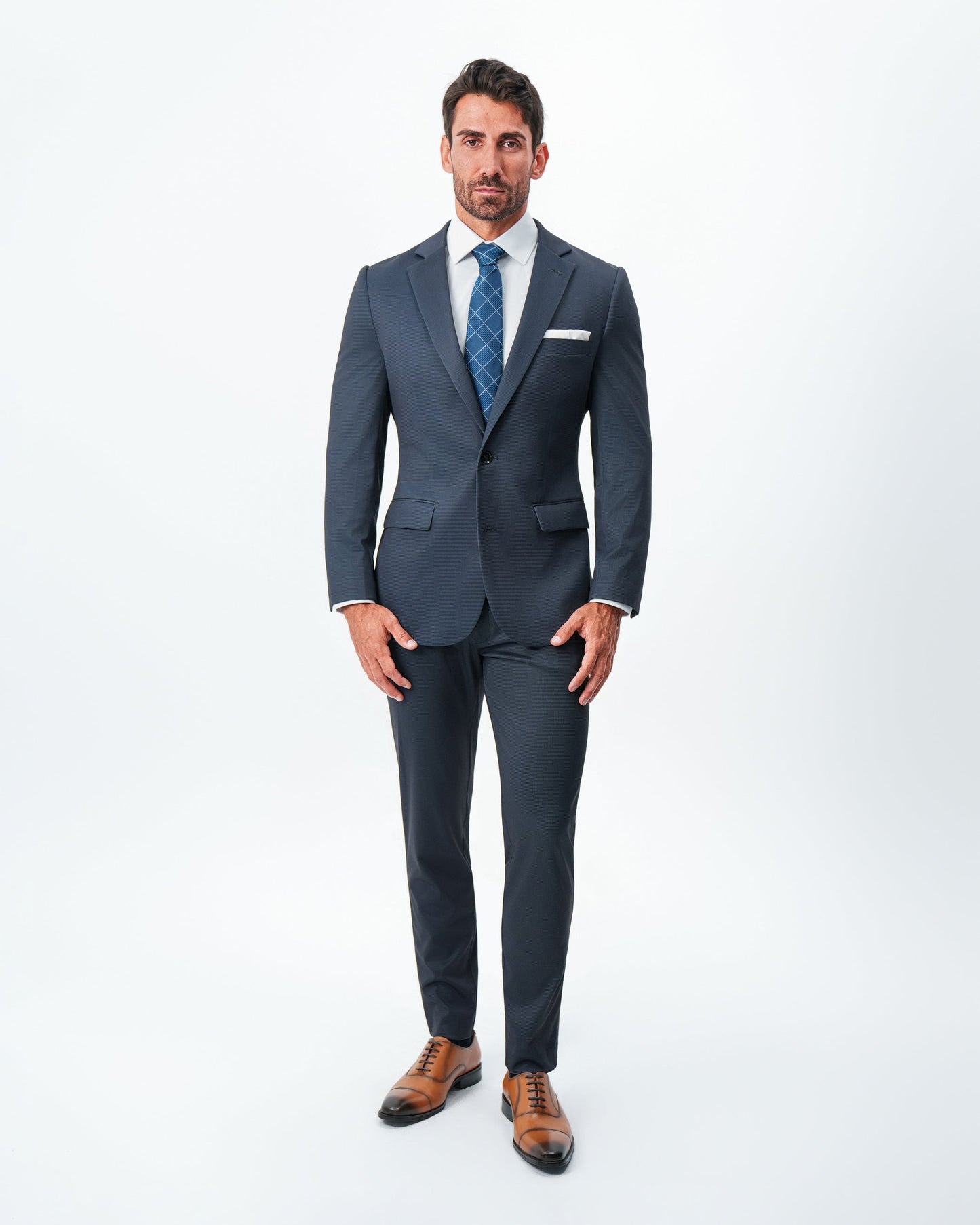 Athletic Fit Stretch Blazer - Navy & Black Mini Houndstooth | State & Liberty Suits|Blazers