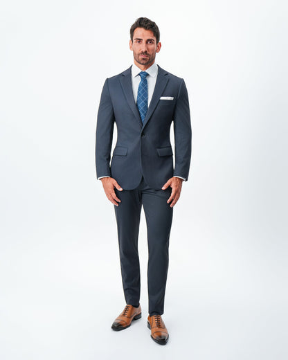 Athletic Fit Stretch Blazer - Navy & Black Mini Houndstooth | State & Liberty Suits|Blazers
