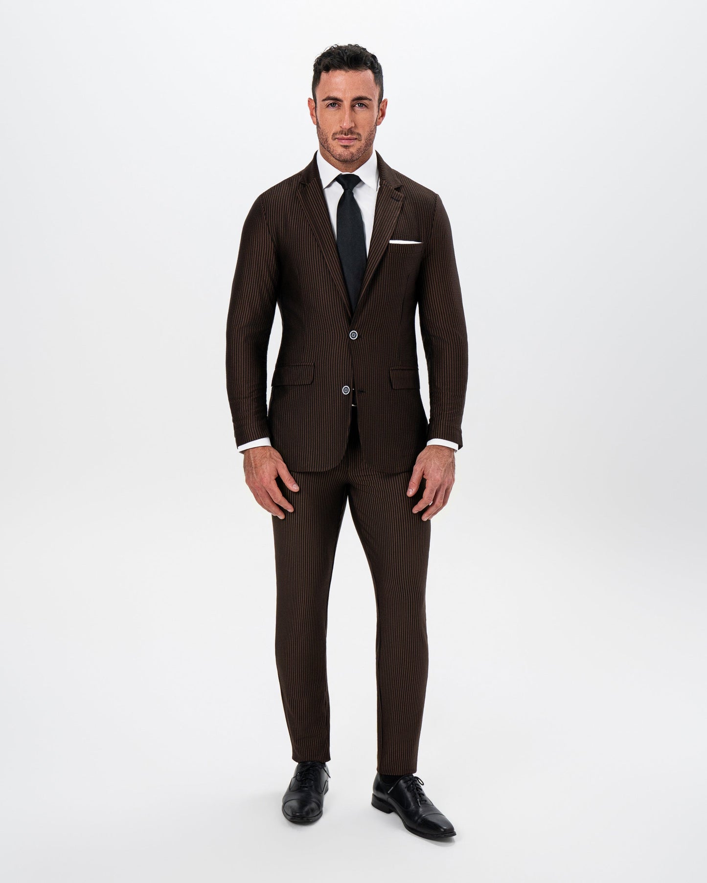 Athletic Fit Stretch Blazer - Brown & Black Seersucker | State & Liberty Suits|Blazers