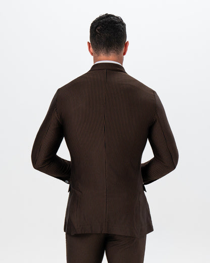 Athletic Fit Stretch Blazer - Brown & Black Seersucker | State & Liberty Suits|Blazers