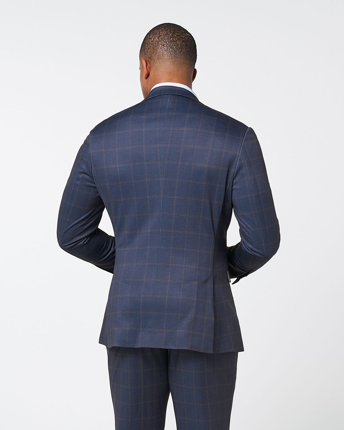 Athletic Fit Stretch Blazer - Navy & Brown Windowpane | State & Liberty Suits|Blazers