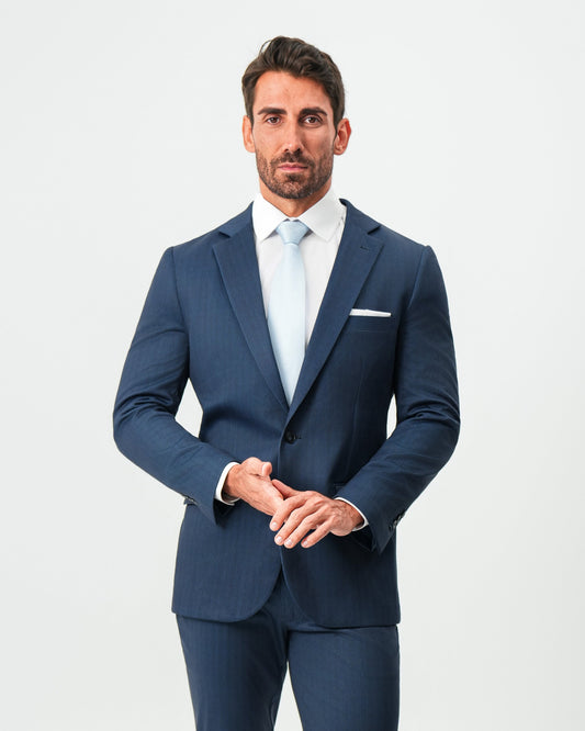 Athletic Fit Stretch Blazer - Navy & White Pinstripe | State & Liberty Suits|Blazers