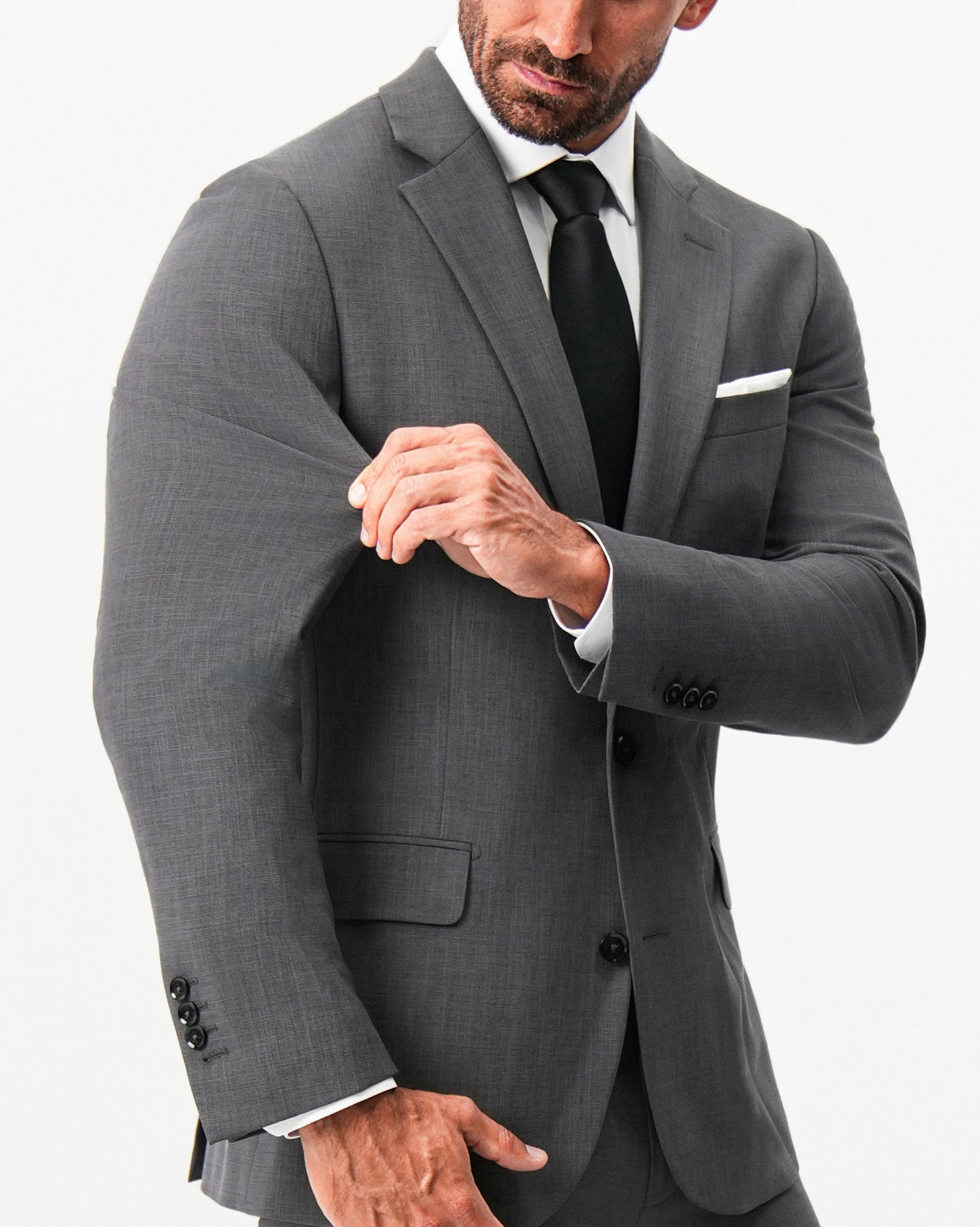 Athletic Fit Stretch Blazer - Dark Grey Crosshatch | State & Liberty Suits|Blazers
