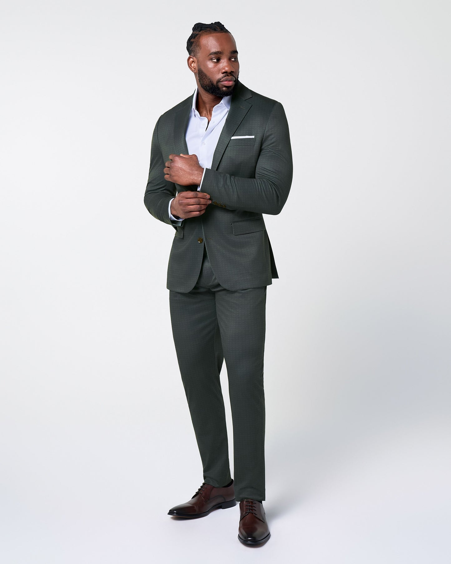 Athletic Fit Stretch Blazer - Army Green Microcheck | State & Liberty Suits|Blazers
