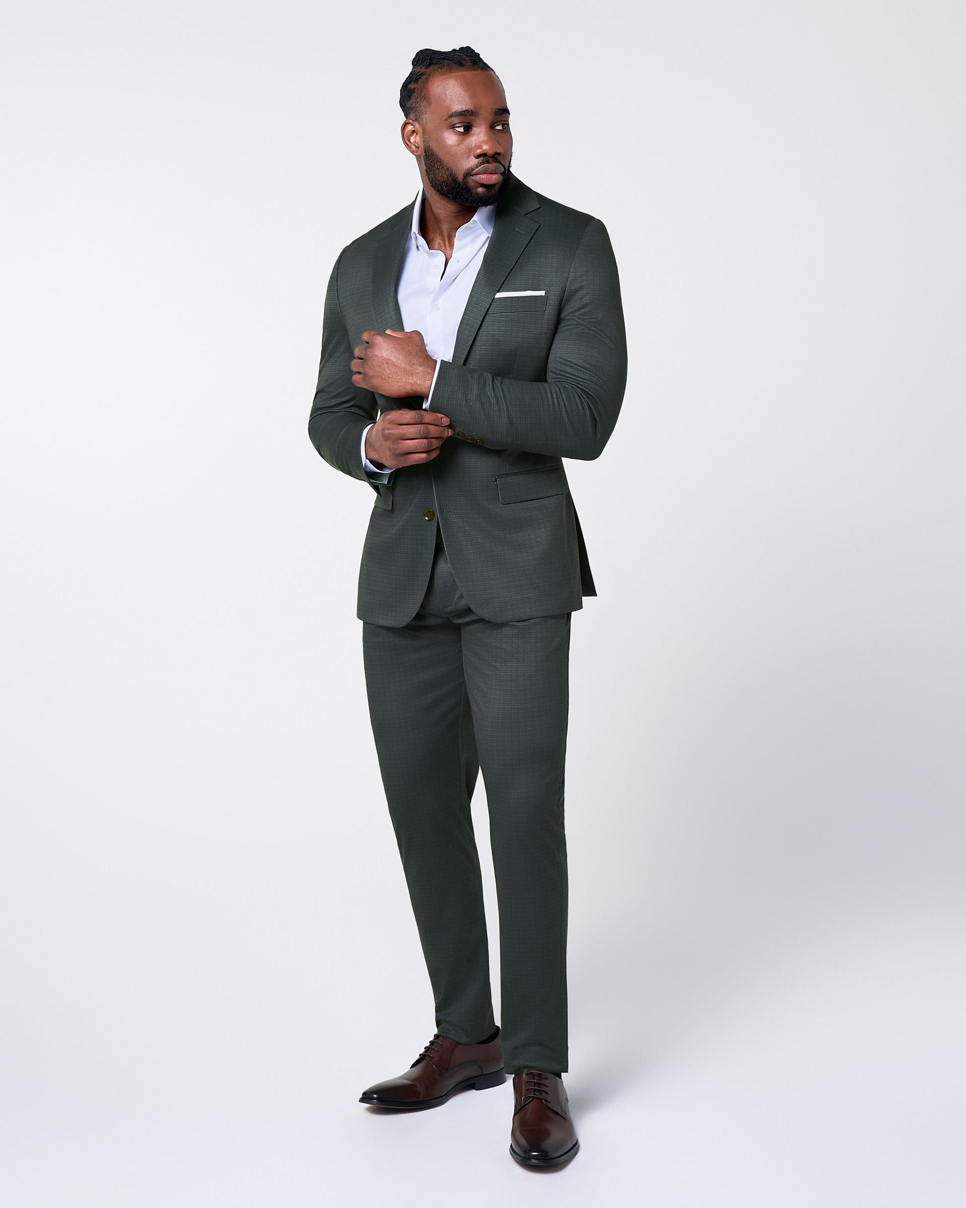 Athletic Fit Stretch Blazer - Army Green Microcheck | State & Liberty Suits|Blazers