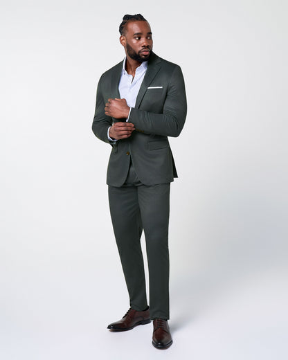 Athletic Fit Stretch Blazer - Army Green Microcheck | State & Liberty Suits|Blazers