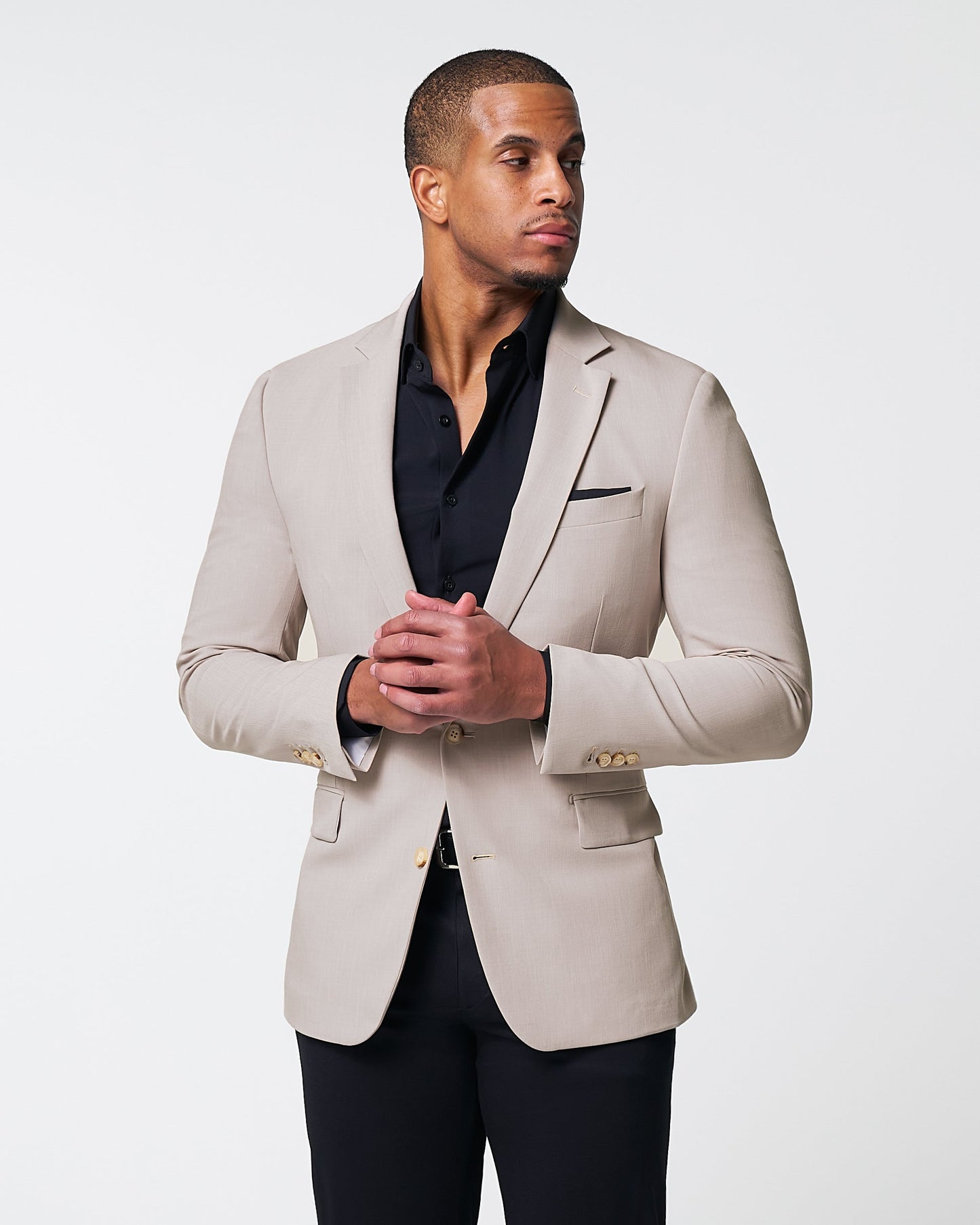 Athletic Fit Stretch Blazer - Heathered Stone | State & Liberty Suits|Blazers