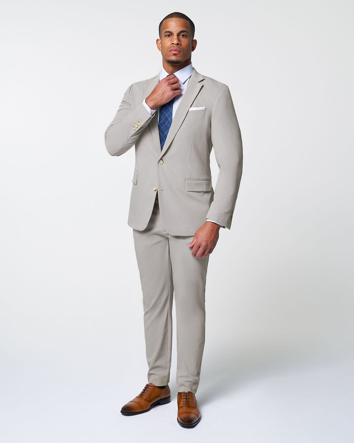 Athletic Fit Stretch Blazer - Heathered Stone | State & Liberty Suits|Blazers