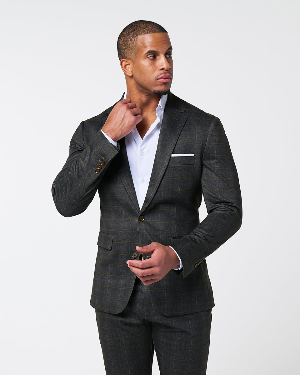 Athletic Fit Stretch Blazer - Brown Plaid | State & Liberty Suits|Blazers