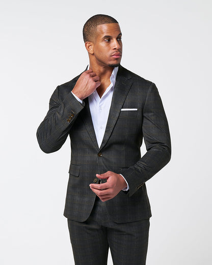 Athletic Fit Stretch Blazer - Brown Plaid | State & Liberty Suits|Blazers
