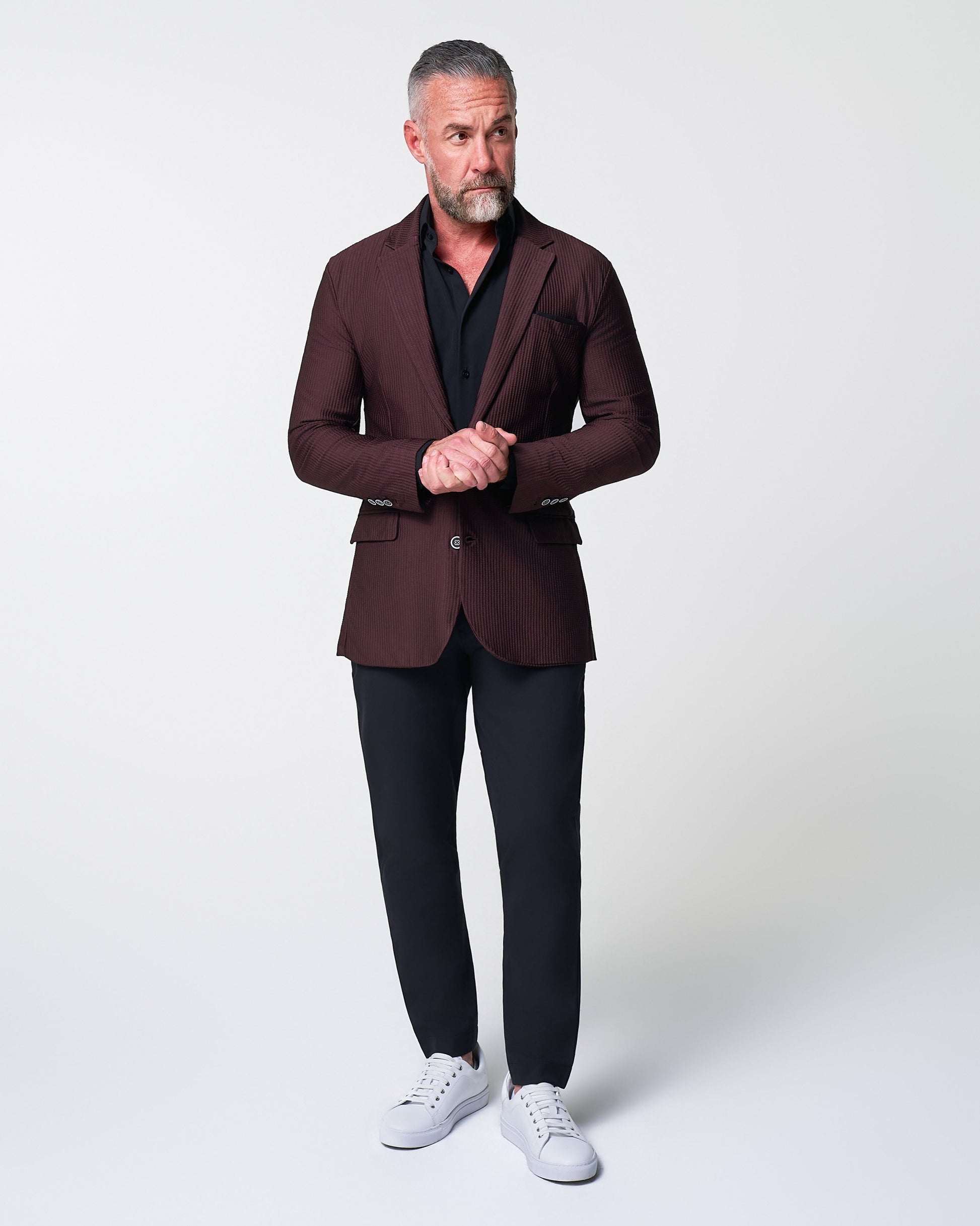 Athletic Fit Stretch Blazer - Plum Seersucker | State & Liberty Suits|Blazers