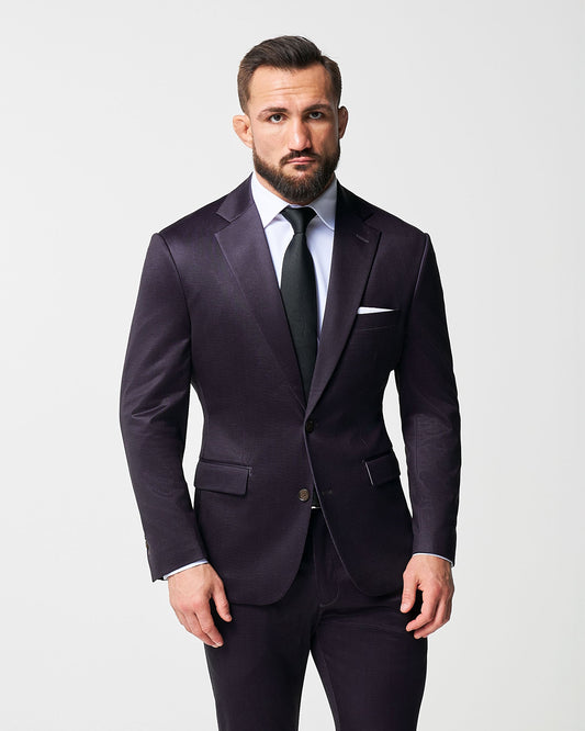 Athletic Fit Stretch Blazer - Deep Burgundy Microcheck | State & Liberty Suits|Blazers