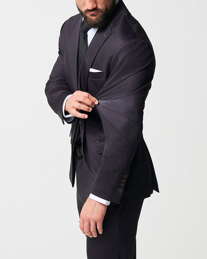 Athletic Fit Stretch Blazer - Deep Burgundy Microcheck | State & Liberty Suits|Blazers