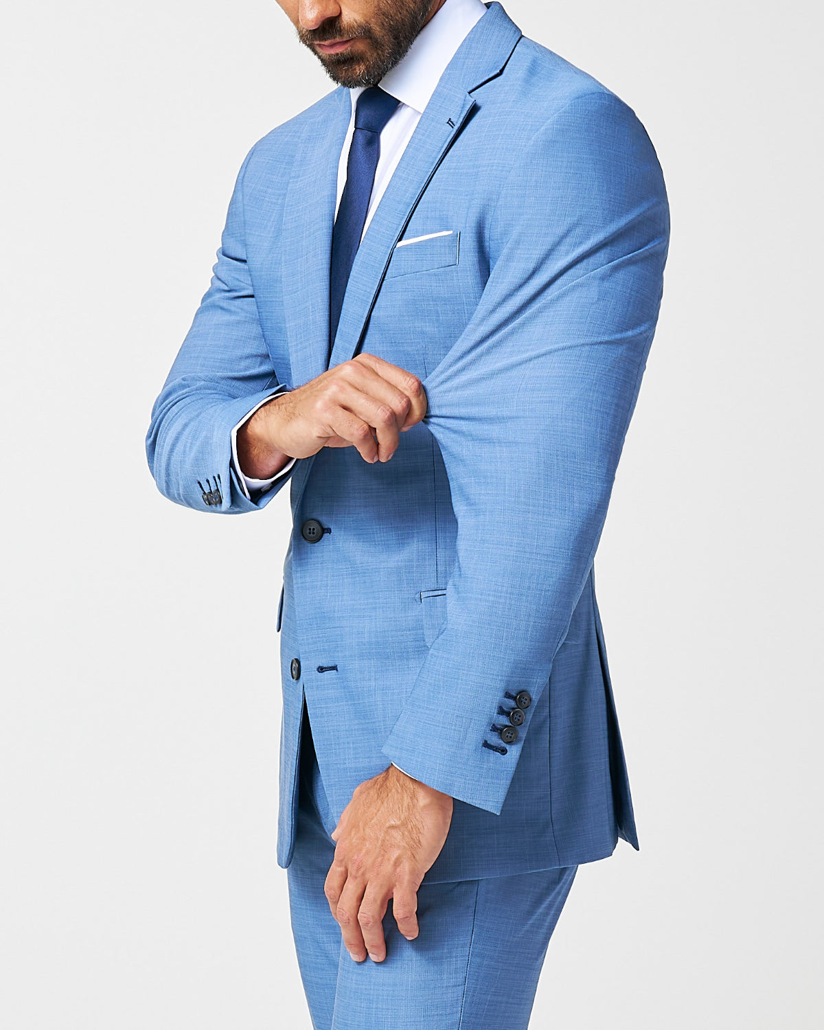 Athletic Fit Stretch Blazer - Heathered Light Blue | State & Liberty Suits|Blazers