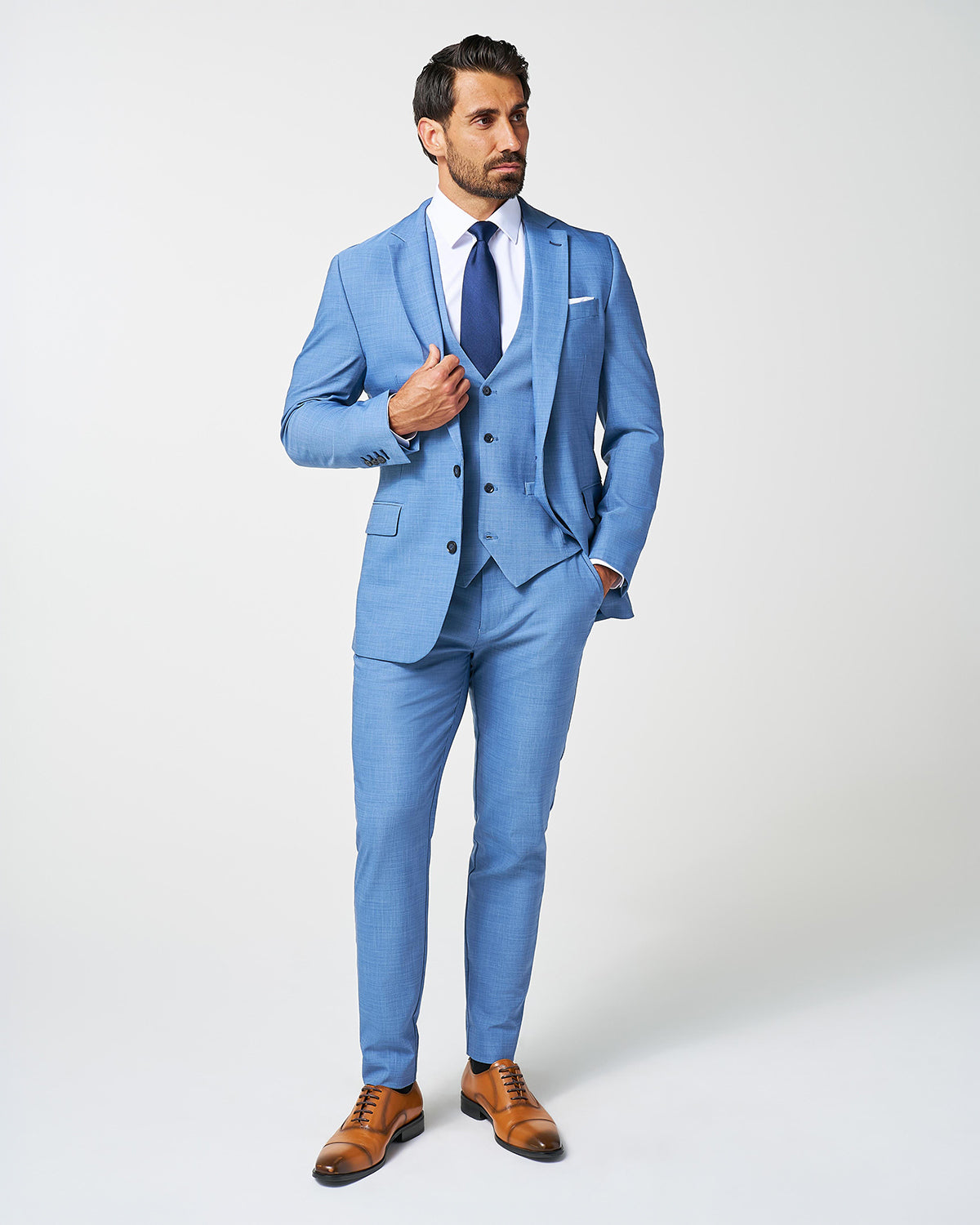 Athletic Fit Stretch Blazer - Heathered Light Blue | State & Liberty Suits|Blazers