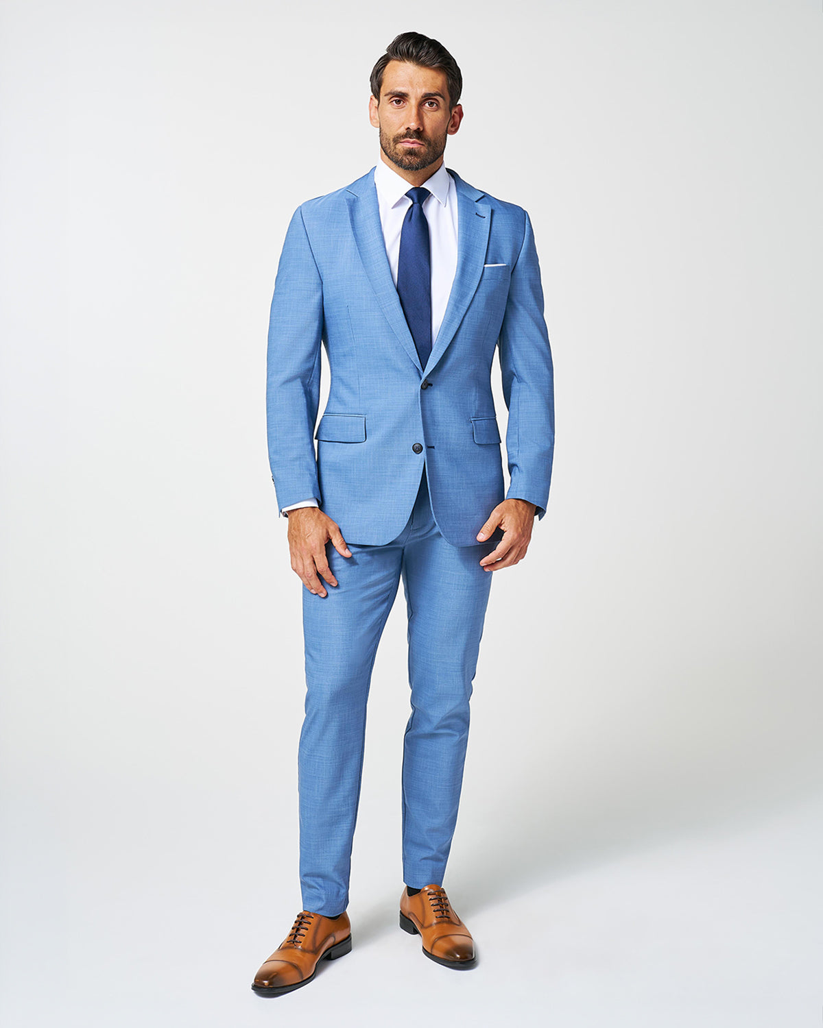 Athletic Fit Stretch Blazer - Heathered Light Blue | State & Liberty Suits|Blazers