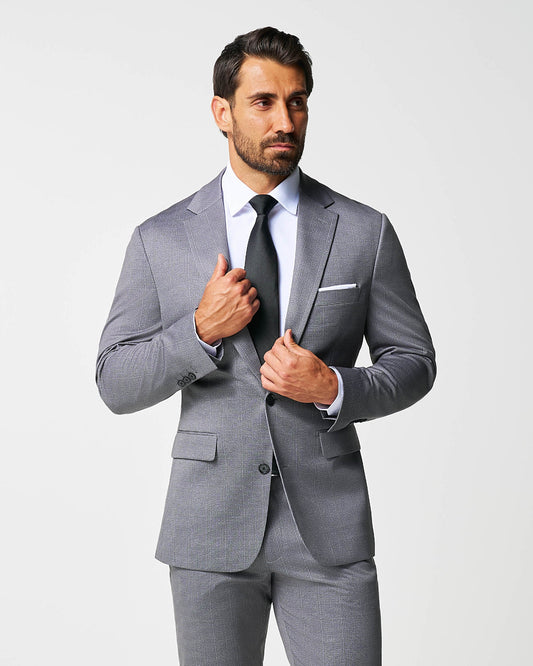 Athletic Fit Stretch Blazer - Shadow Grey Plaid | State & Liberty Suits|Blazers