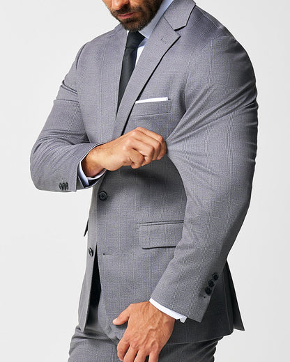 Athletic Fit Stretch Blazer - Shadow Grey Plaid | State & Liberty Suits|Blazers