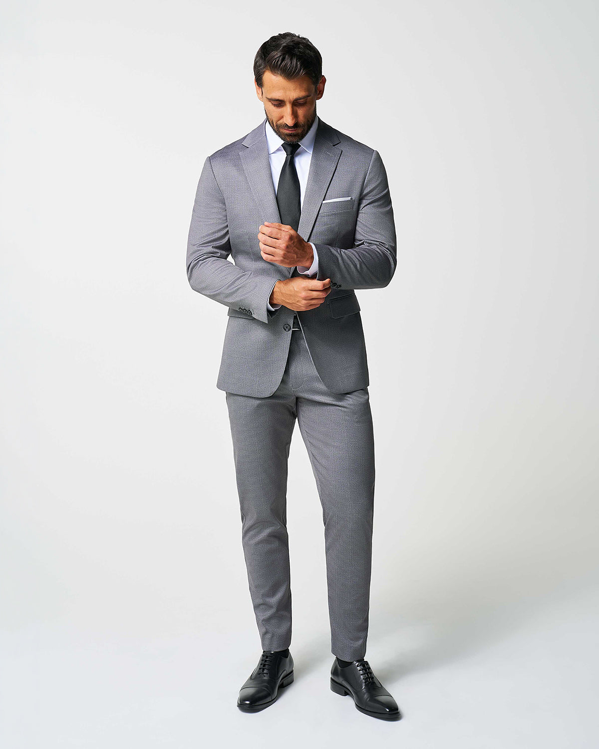 Athletic Fit Stretch Blazer - Shadow Grey Plaid | State & Liberty Suits|Blazers