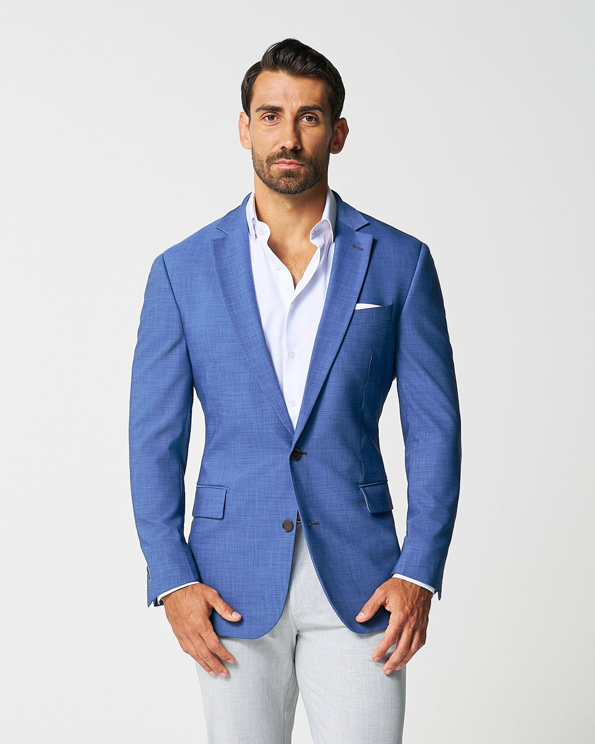 Athletic Fit Stretch Blazer - Heathered Blue | State & Liberty Suits|Blazers