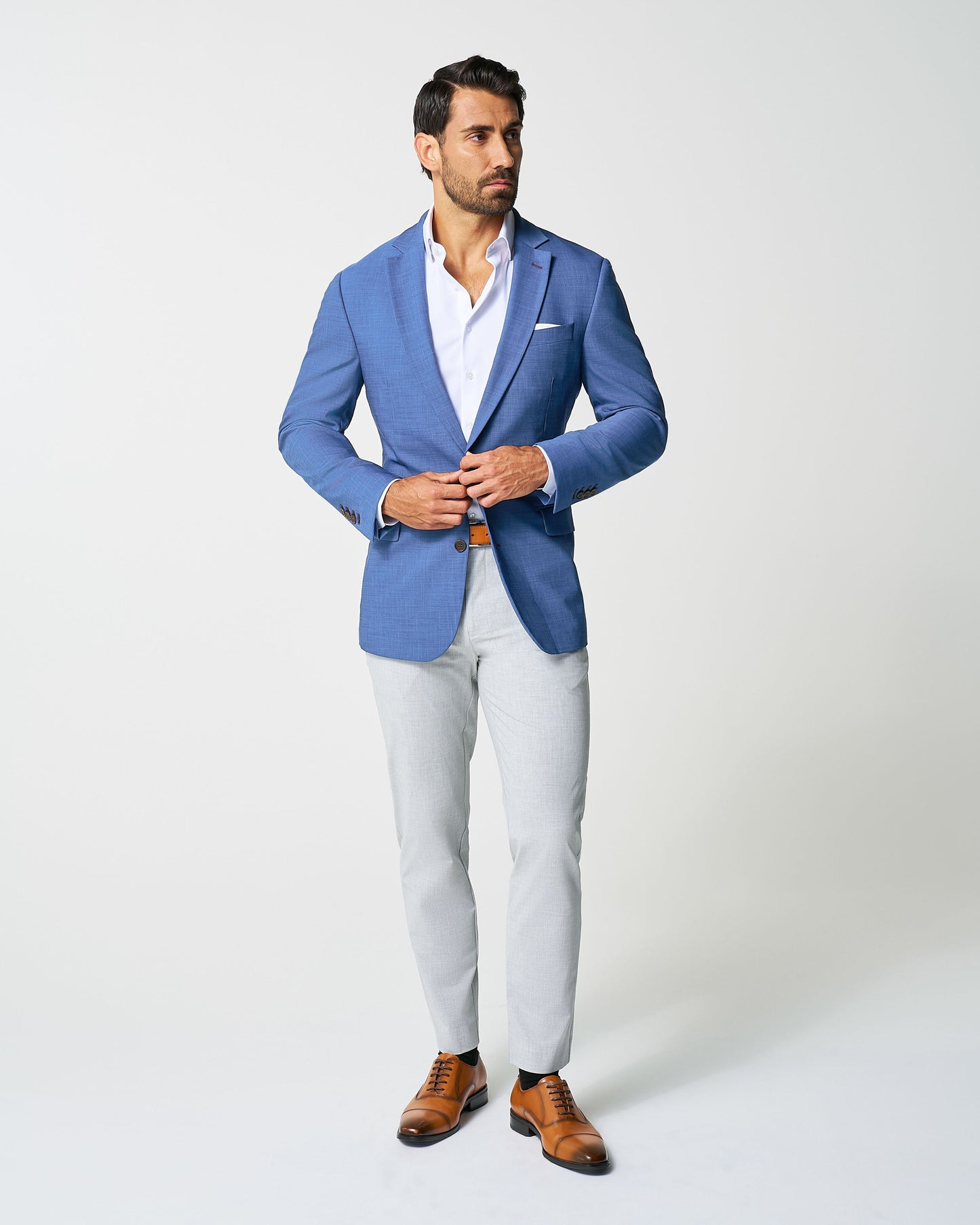 Athletic Fit Stretch Blazer - Heathered Blue | State & Liberty Suits|Blazers
