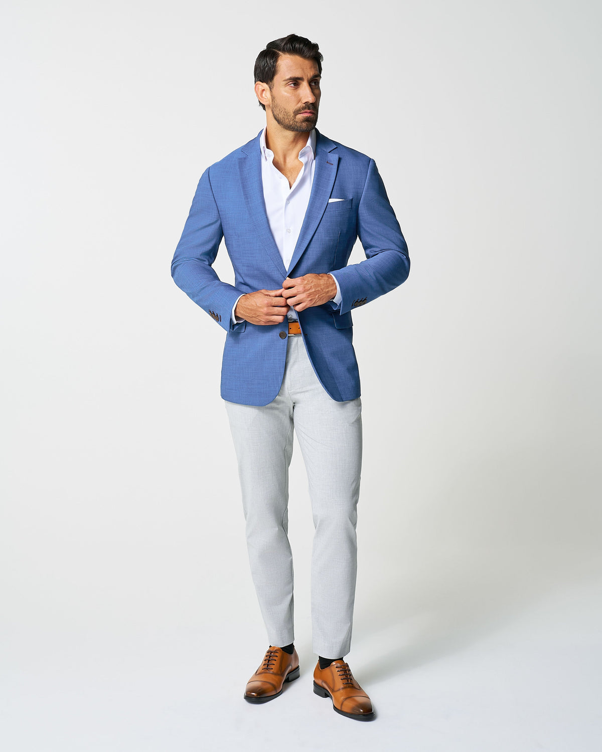 Athletic Fit Stretch Blazer - Heathered Blue | State & Liberty Suits|Blazers