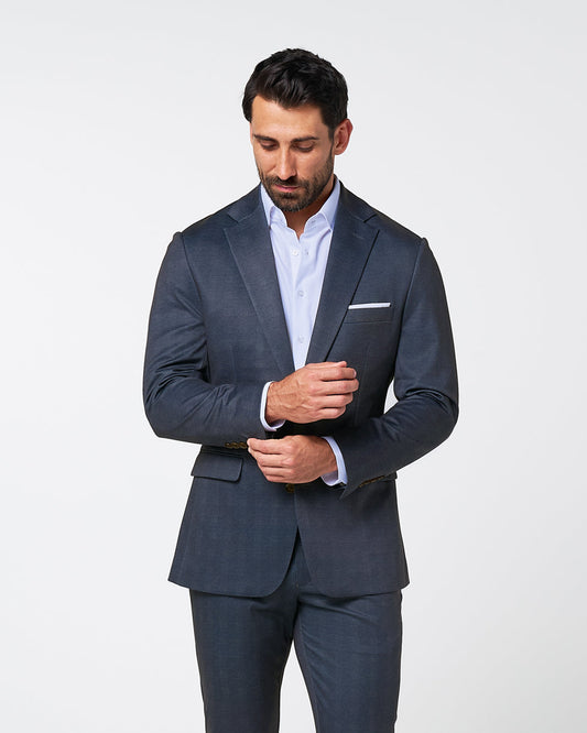 Athletic Fit Stretch Blazer - Midnight Navy Plaid | State & Liberty Suits|Blazers