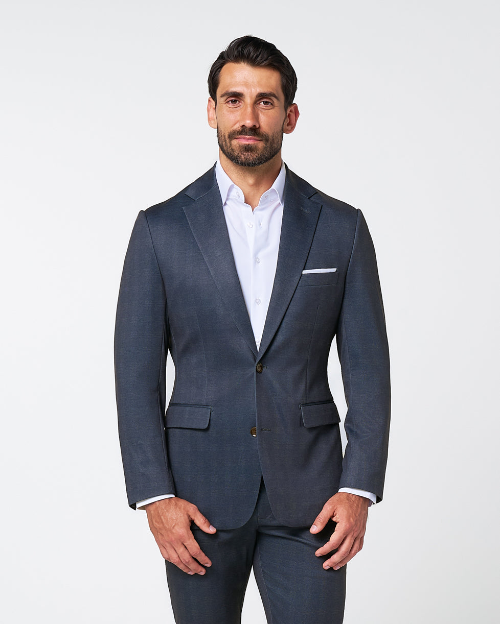 Athletic Fit Stretch Blazer - Midnight Navy Plaid | State & Liberty Suits|Blazers