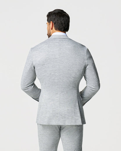 Athletic Fit Stretch Wool Blazer - Light Grey with White Mini Stripe | State & Liberty Suits|Blazers
