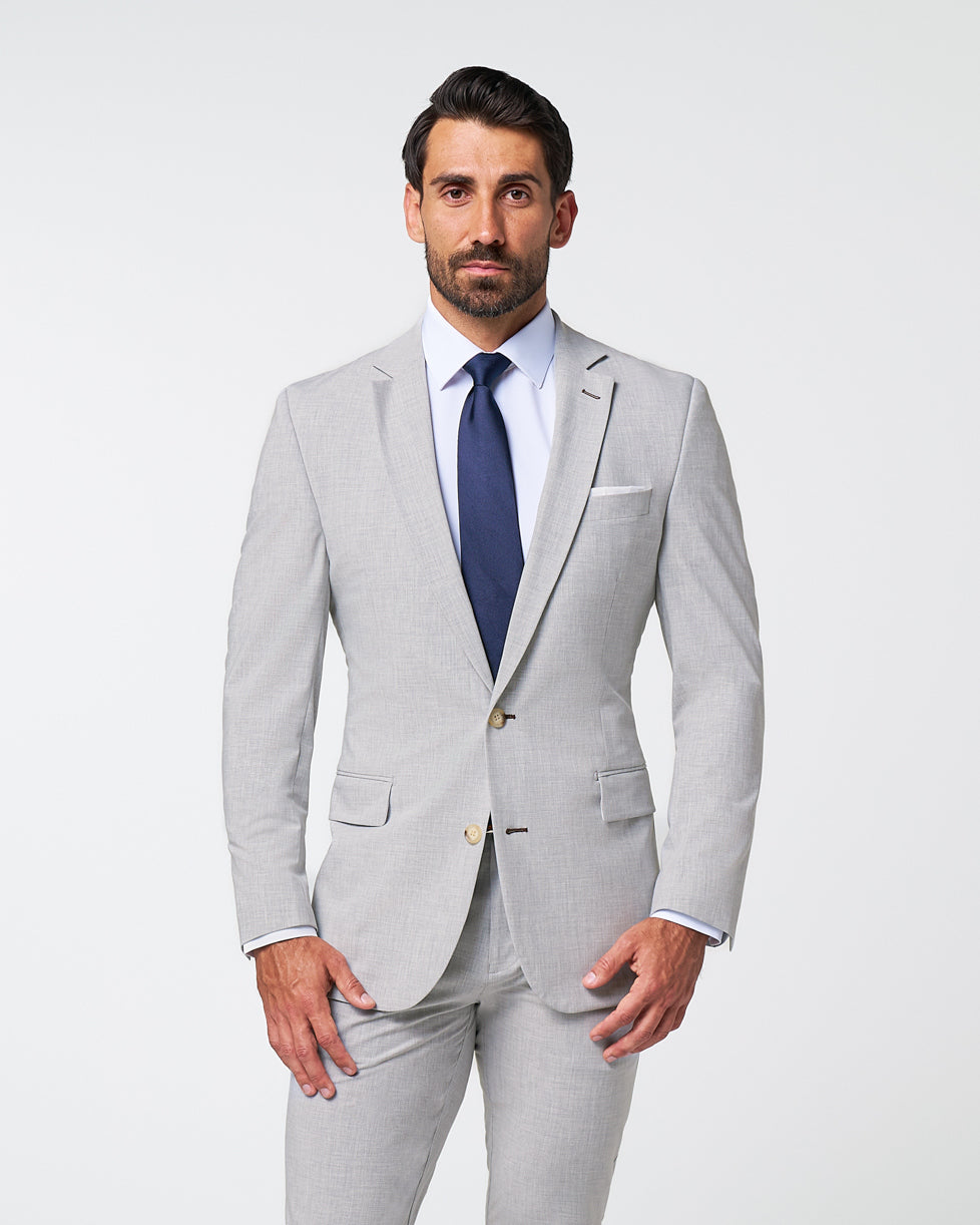 Athletic Fit Stretch Blazer - Lightweight Heathered Light Grey | State & Liberty Suits|Blazers