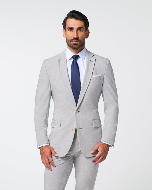 Athletic Fit Stretch Blazer - Lightweight Heathered Light Grey | State & Liberty Suits|Blazers