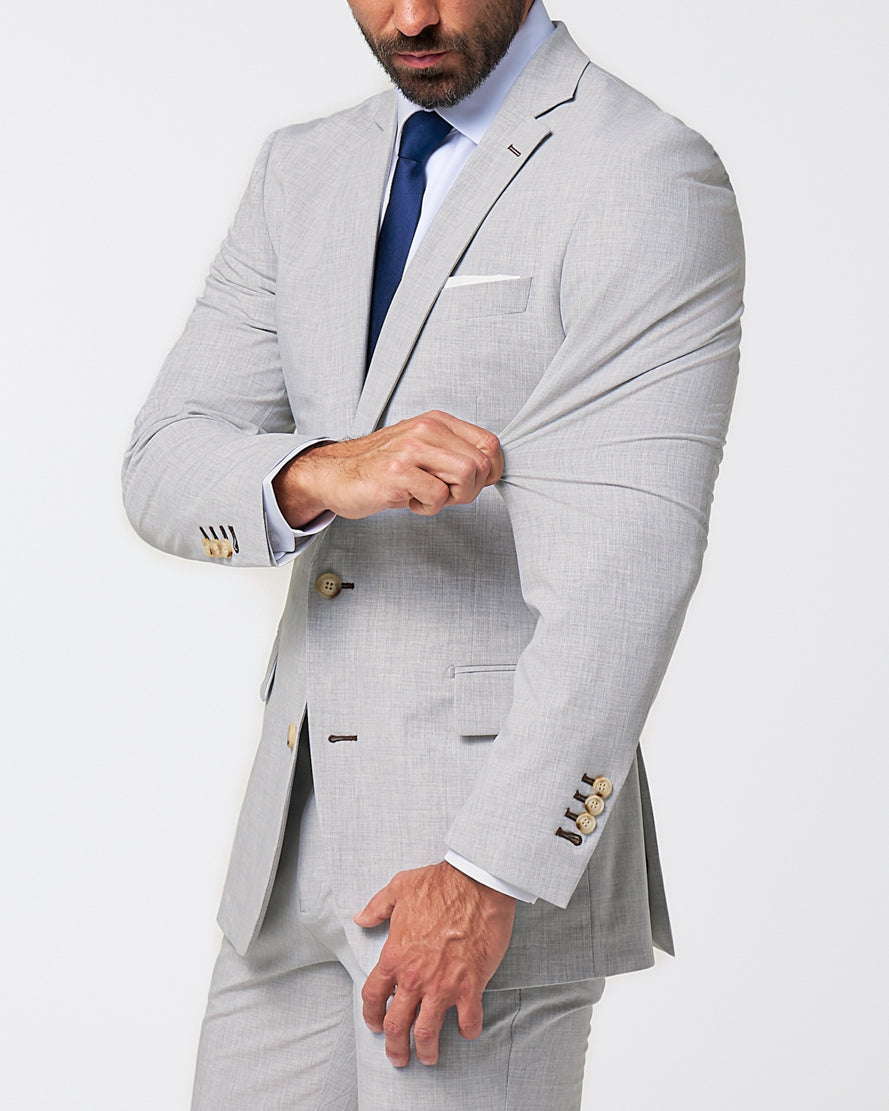Athletic Fit Stretch Blazer - Lightweight Heathered Light Grey | State & Liberty Suits|Blazers