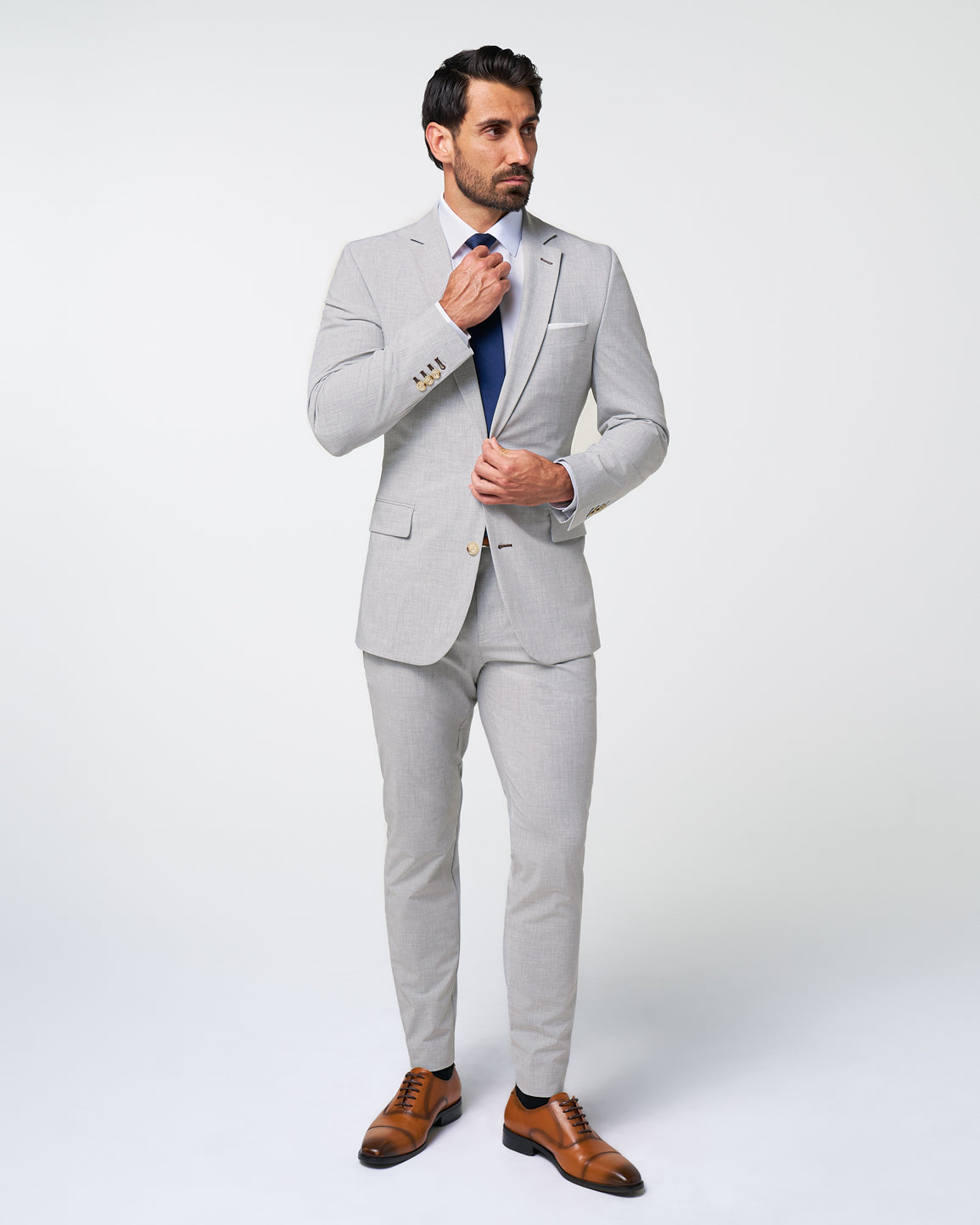 Athletic Fit Stretch Blazer - Lightweight Heathered Light Grey | State & Liberty Suits|Blazers