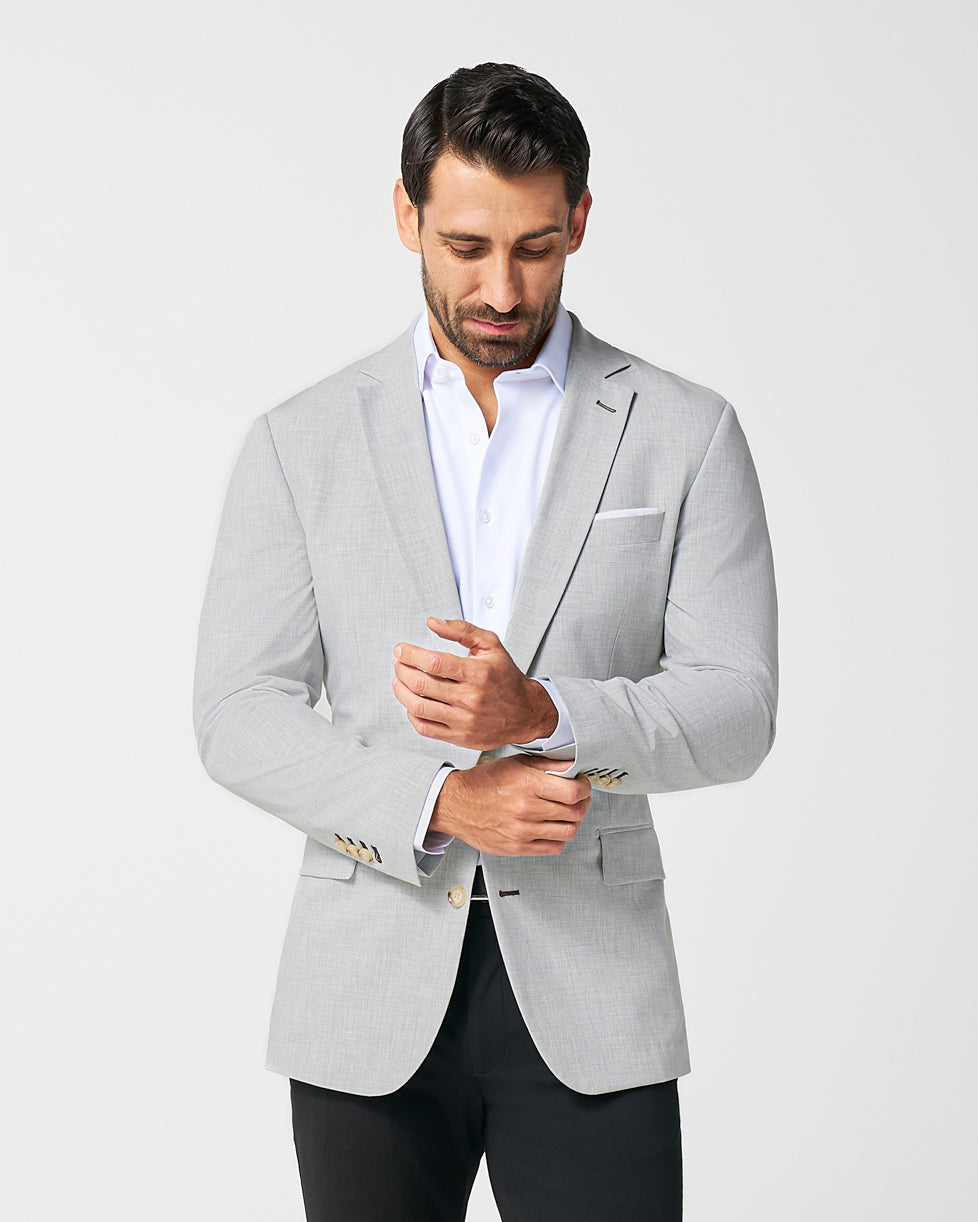 Athletic Fit Stretch Blazer - Lightweight Heathered Light Grey | State & Liberty Suits|Blazers