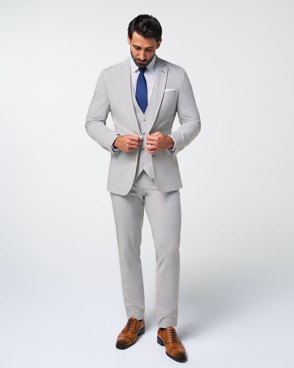 Athletic Fit Stretch Blazer - Lightweight Heathered Light Grey | State & Liberty Suits|Blazers