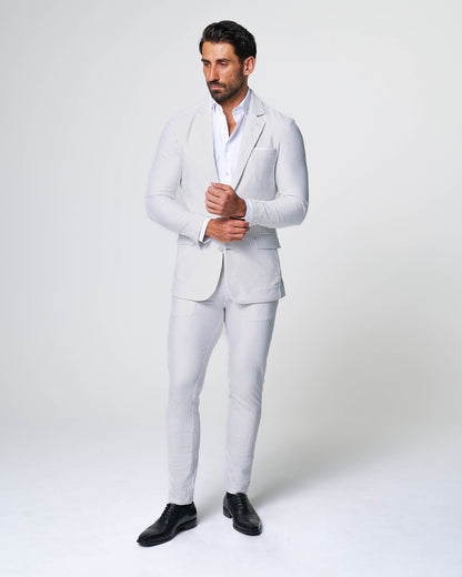 Athletic Fit Stretch Blazer - Grey & White Seersucker | State & Liberty Suits|Blazers