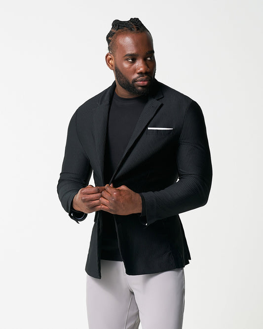 Athletic Fit Stretch Blazer - Black Seersucker | State & Liberty Suits|Blazers