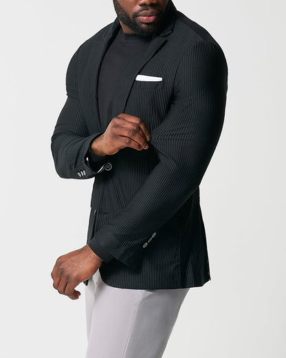 Athletic Fit Stretch Blazer - Black Seersucker | State & Liberty Suits|Blazers