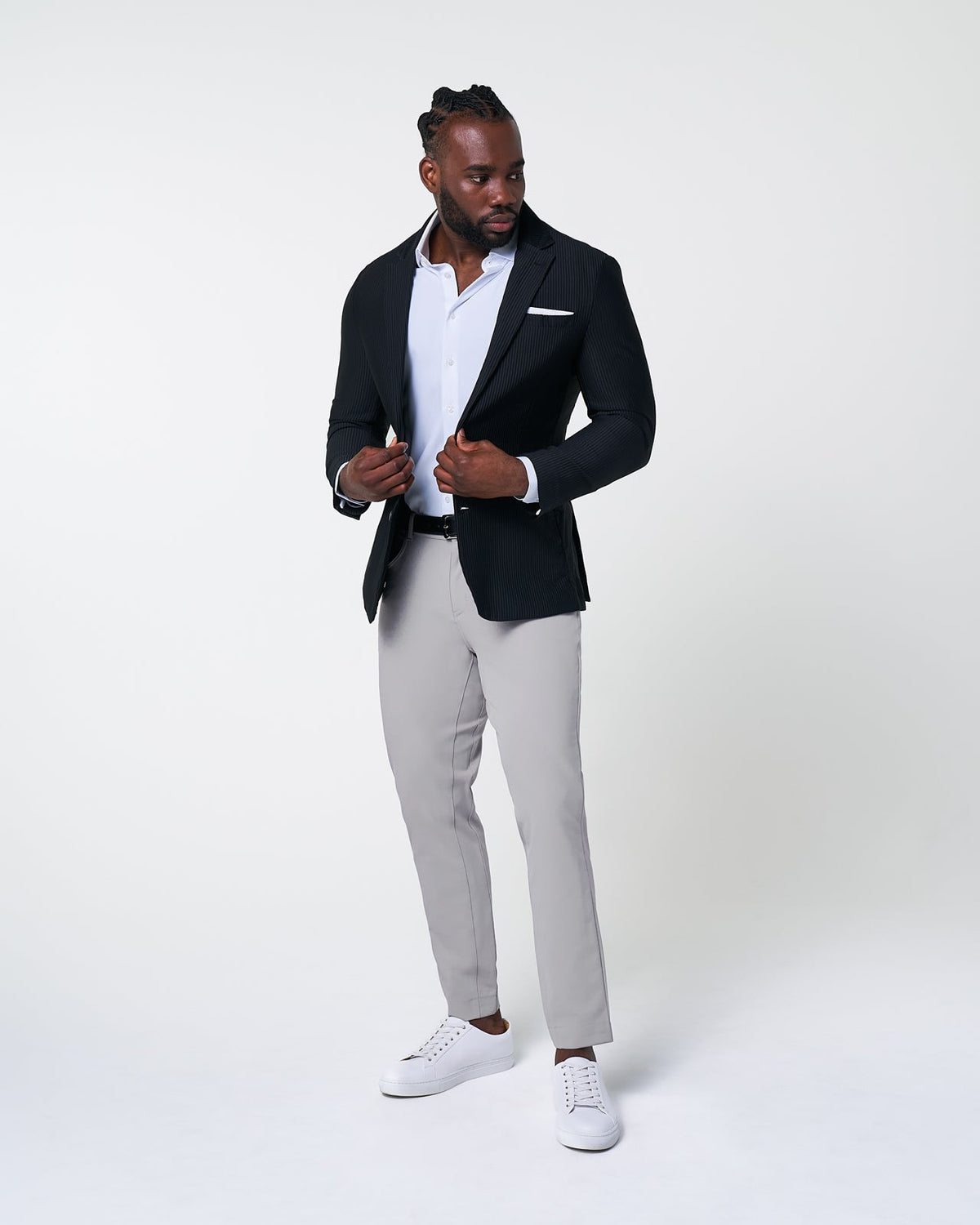 Athletic Fit Stretch Blazer - Black Seersucker | State & Liberty Suits|Blazers