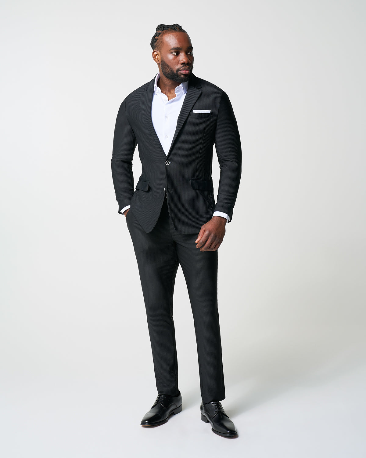 Athletic Fit Stretch Blazer - Black Seersucker | State & Liberty Suits|Blazers