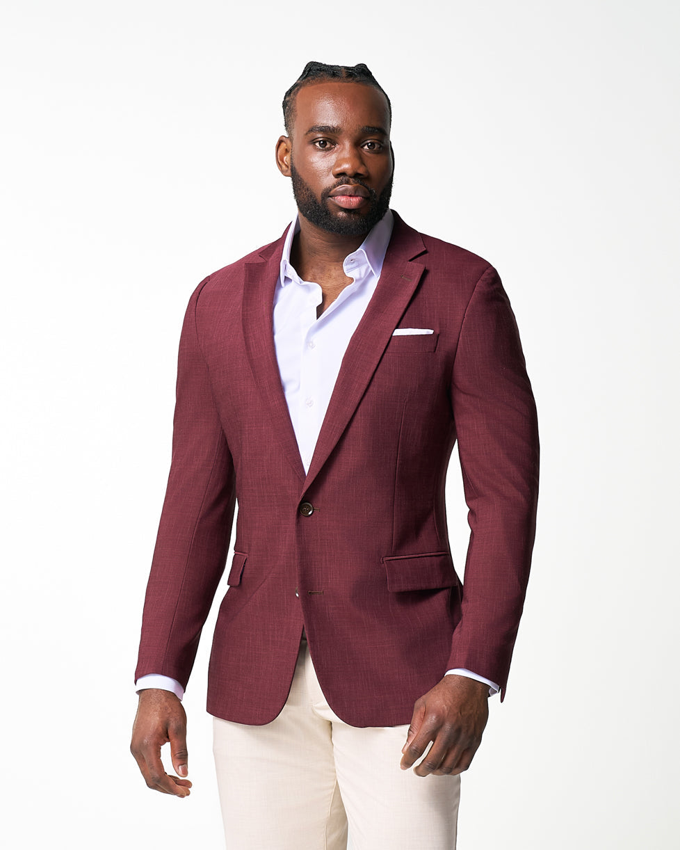 Athletic Fit Stretch Blazer - Heathered Maroon | State & Liberty Suits|Blazers