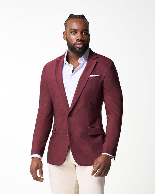 Athletic Fit Stretch Blazer - Heathered Maroon | State & Liberty Suits|Blazers
