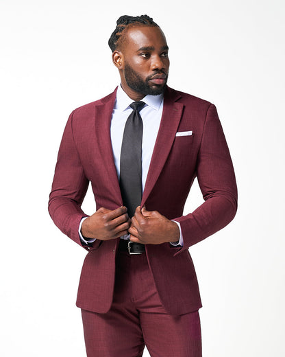Athletic Fit Stretch Blazer - Heathered Maroon | State & Liberty Suits|Blazers