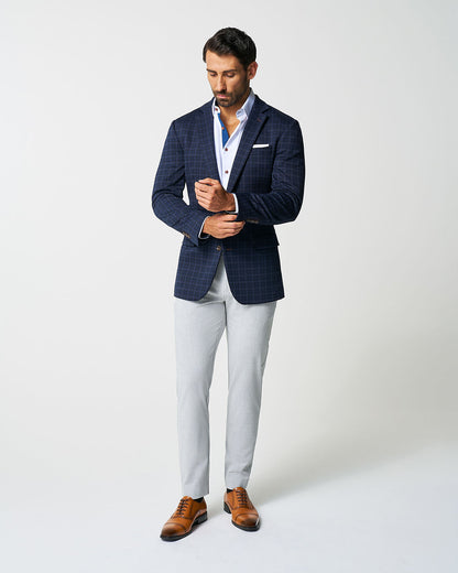 Athletic Fit Stretch Wool Blazer - Blue Plaid | State & Liberty Suits|Blazers