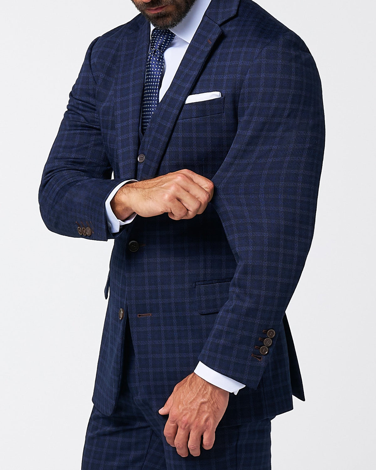 Athletic Fit Stretch Wool Blazer - Blue Plaid | State & Liberty Suits|Blazers